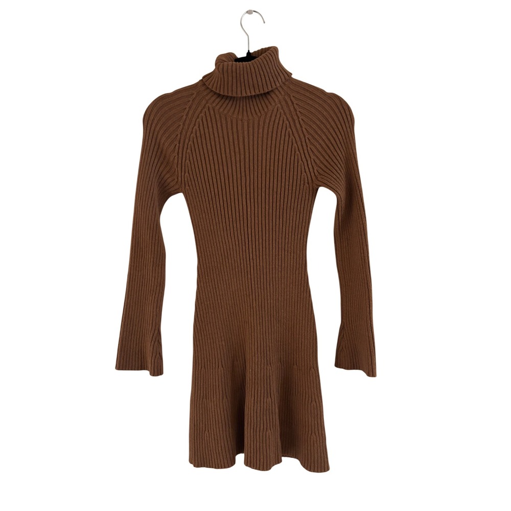 Sunday Best Aritzia Brown Ribbed Turtleneck Cashmere Blend Mini Dress XS